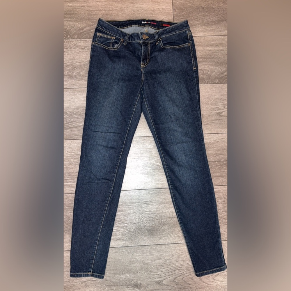 Style & Co Denim Jean Jeggings Size 10 Skinny Dark Wash High Rise